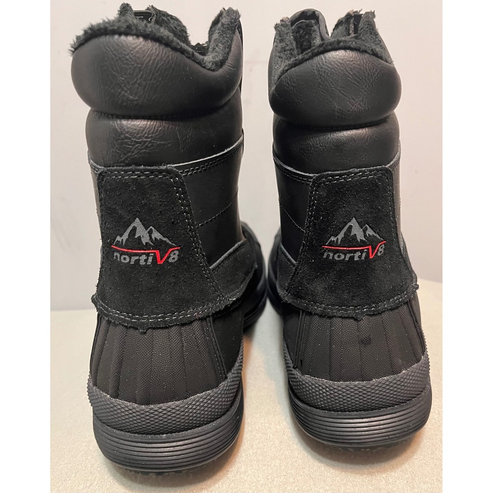 Nortiv8 Mens Waterproof Winter Snow Boots Black Front Zip Faux Fur Lined Sz 15 - Picture 3 of 9